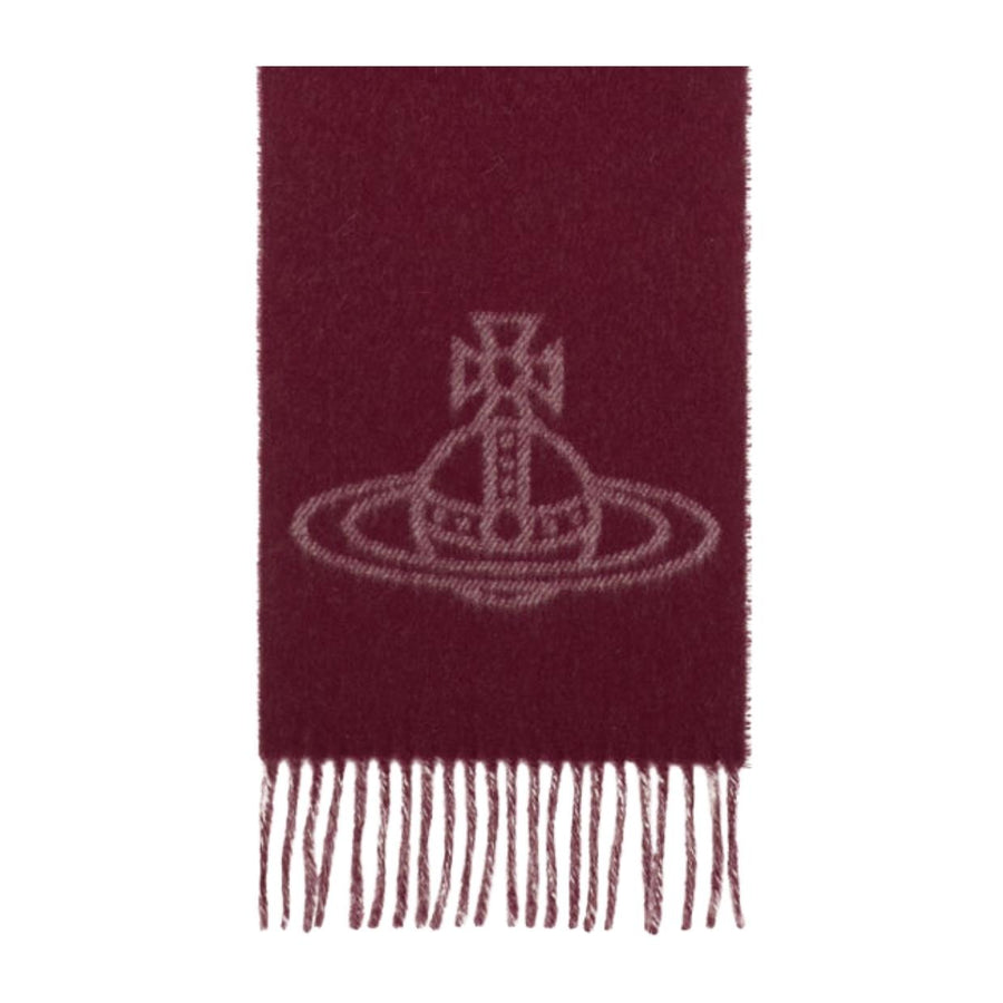 Vivienne Westwood Reversible Logo Soft Wool Bordeaux Scarf