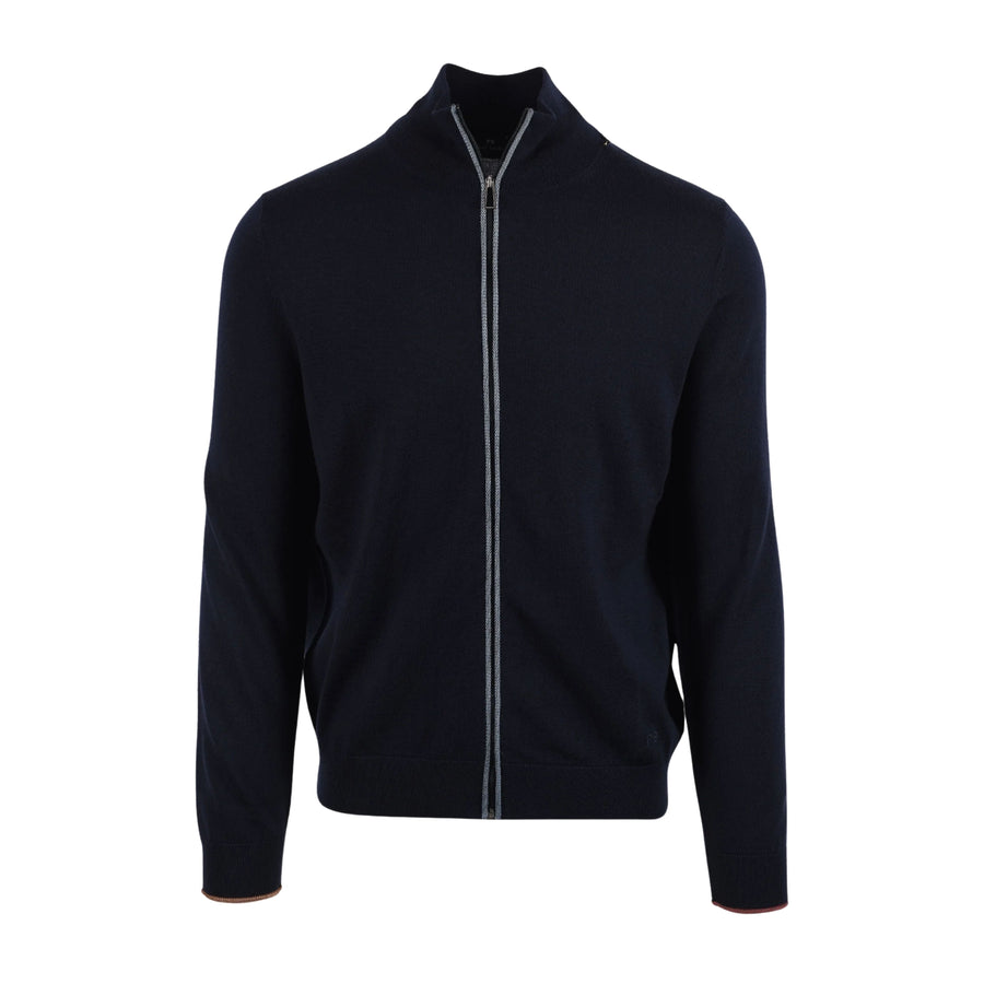Paul Smith Contrast Stripe Blue Zip Up Cardigan
