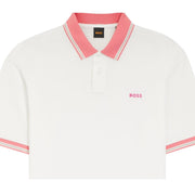 BOSS Contrast Logo Cotton-Jersey White Polo Shirt