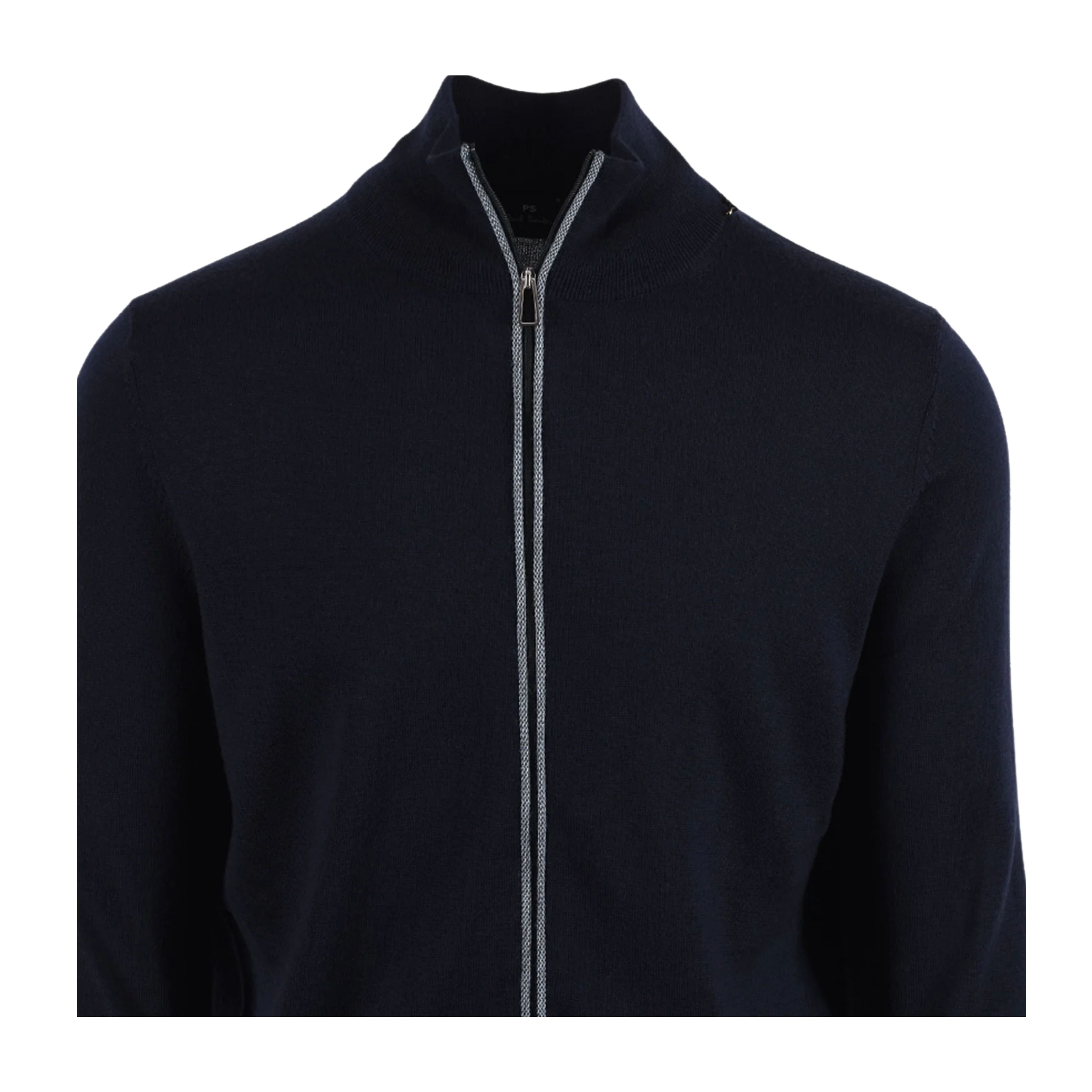 Paul Smith Contrast Stripe Blue Zip Up Cardigan