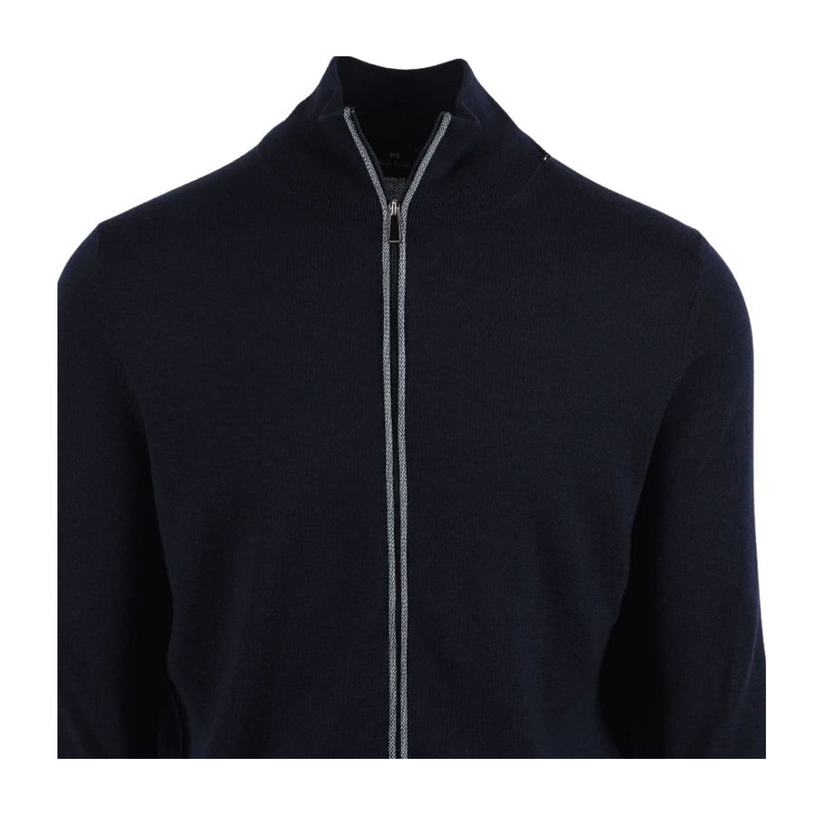 Paul Smith Contrast Stripe Blue Zip Up Cardigan