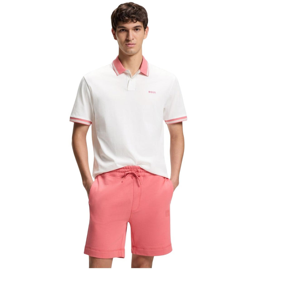 BOSS Contrast Logo Cotton-Jersey White Polo Shirt