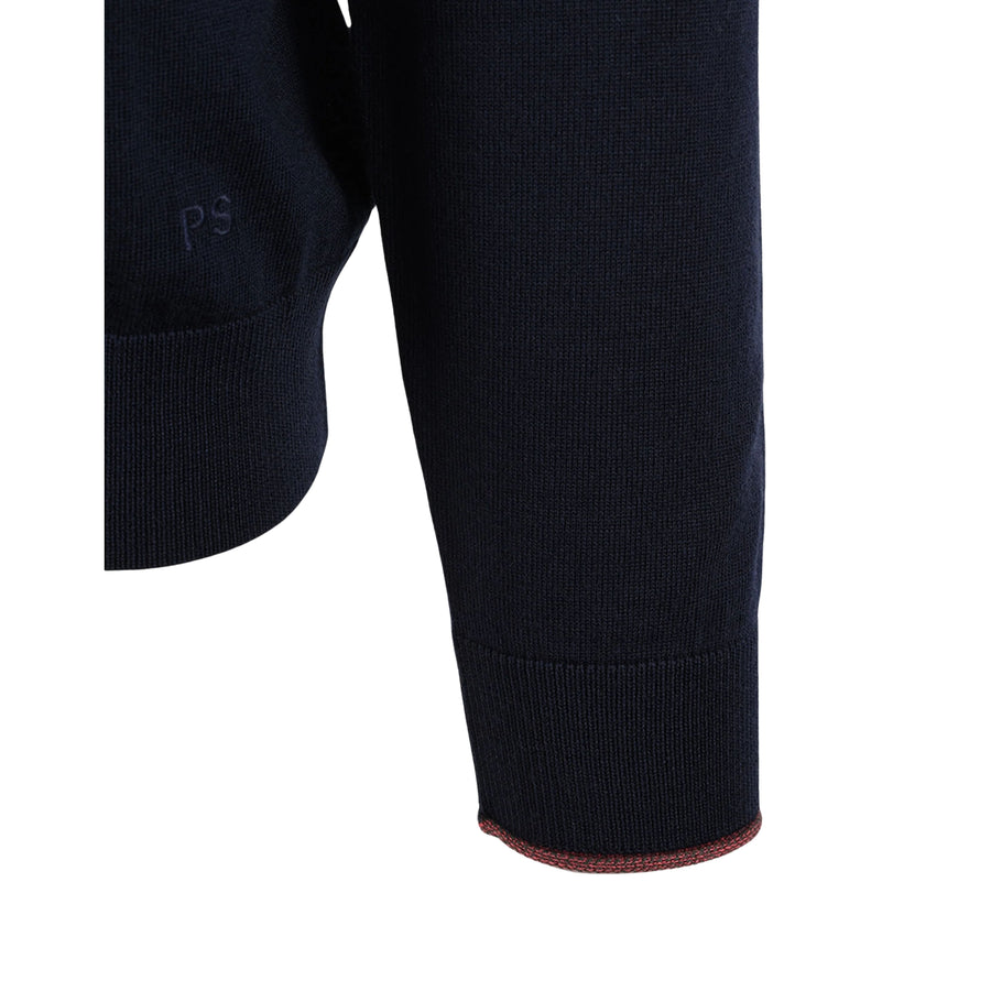 Paul Smith Contrast Stripe Blue Zip Up Cardigan