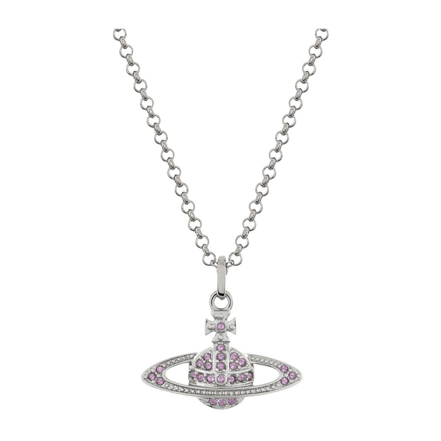 Vivienne Westwood Platinum Violet Crystal Mini Bas Relief Pendent
