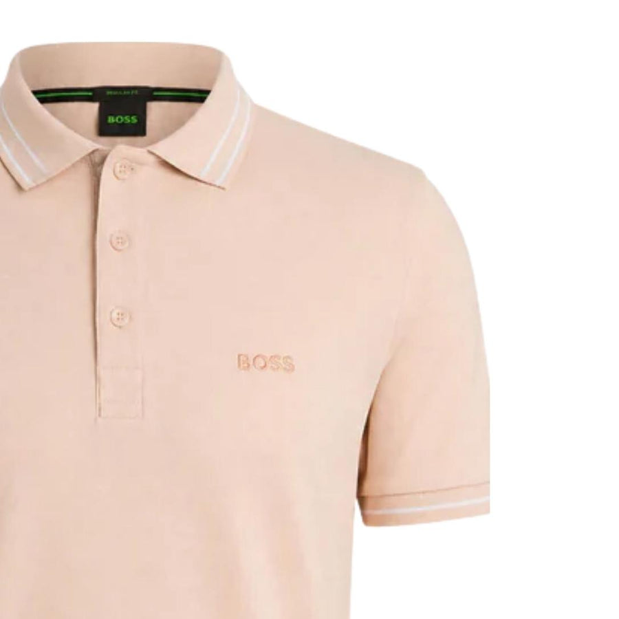 BOSS Cotton Pique Paddy Light Orange Polo Shirt