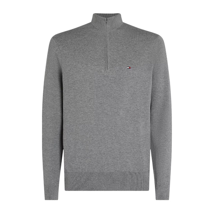 Tommy Hilfiger Rib-Knit Half Zip Medium Grey Heather Sweatshirt