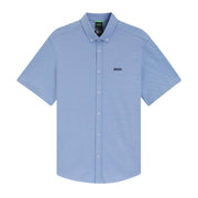 BOSS Motion Regular Fit Cotton Jersey Light Blue Short Sleeve Shirt
