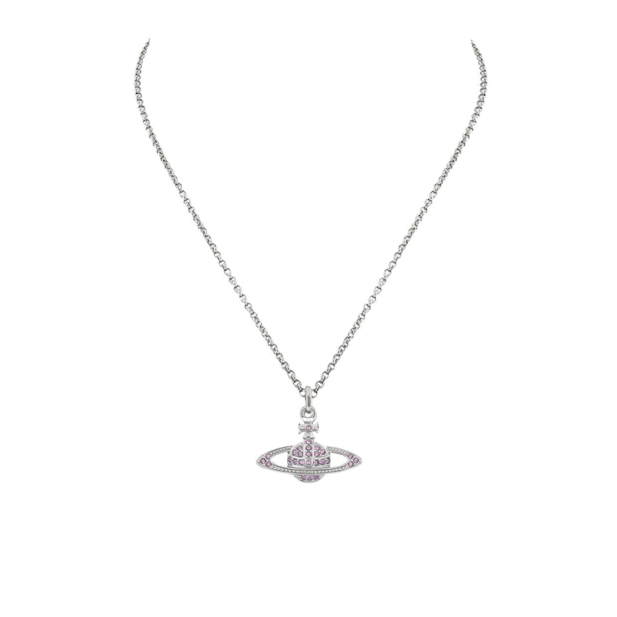 Vivienne Westwood Platinum Violet Mini Bas Relief Pendent Necklace