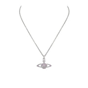Vivienne Westwood Platinum Violet Crystal Mini Bas Relief Pendent