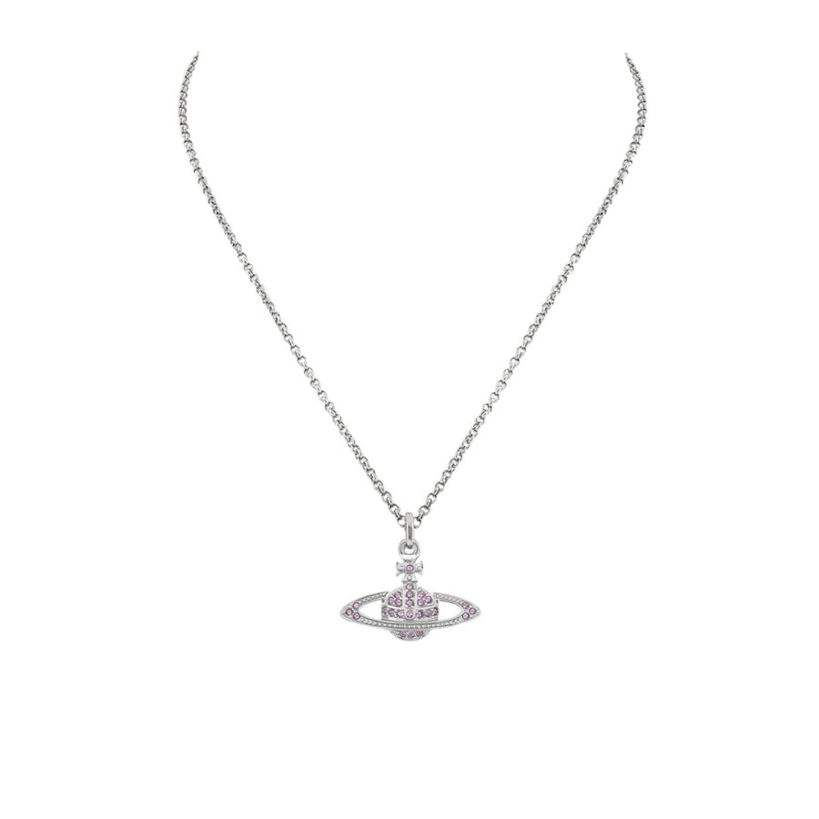 Vivienne Westwood Platinum Violet Crystal Mini Bas Relief Pendent