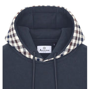 Aquascutum Active Club Check Fleece Navy Hoodie