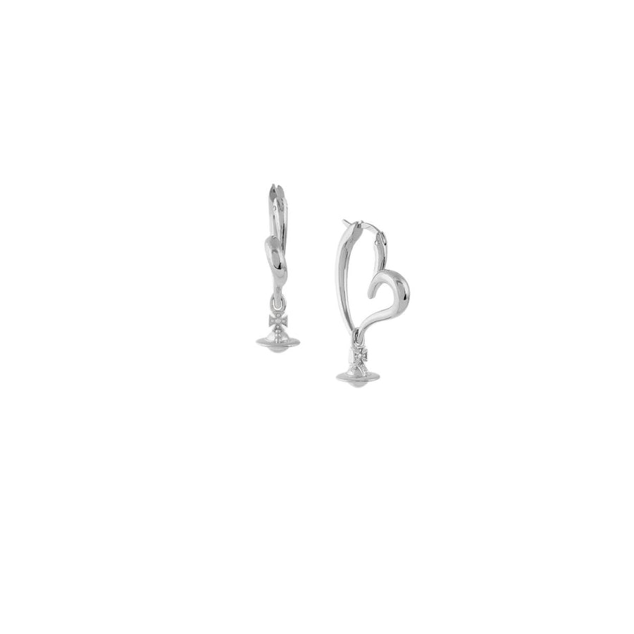 Vivienne Westwood Platinum Emily Heart Shape Earrings