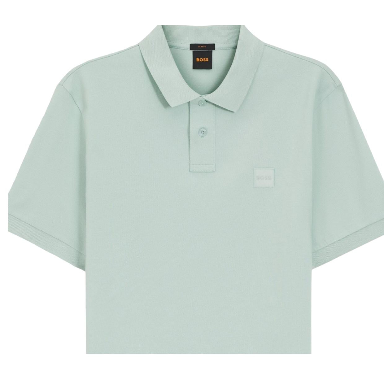 BOSS Logo Patch Slim Fit Passenger Light Green Polo Shirt