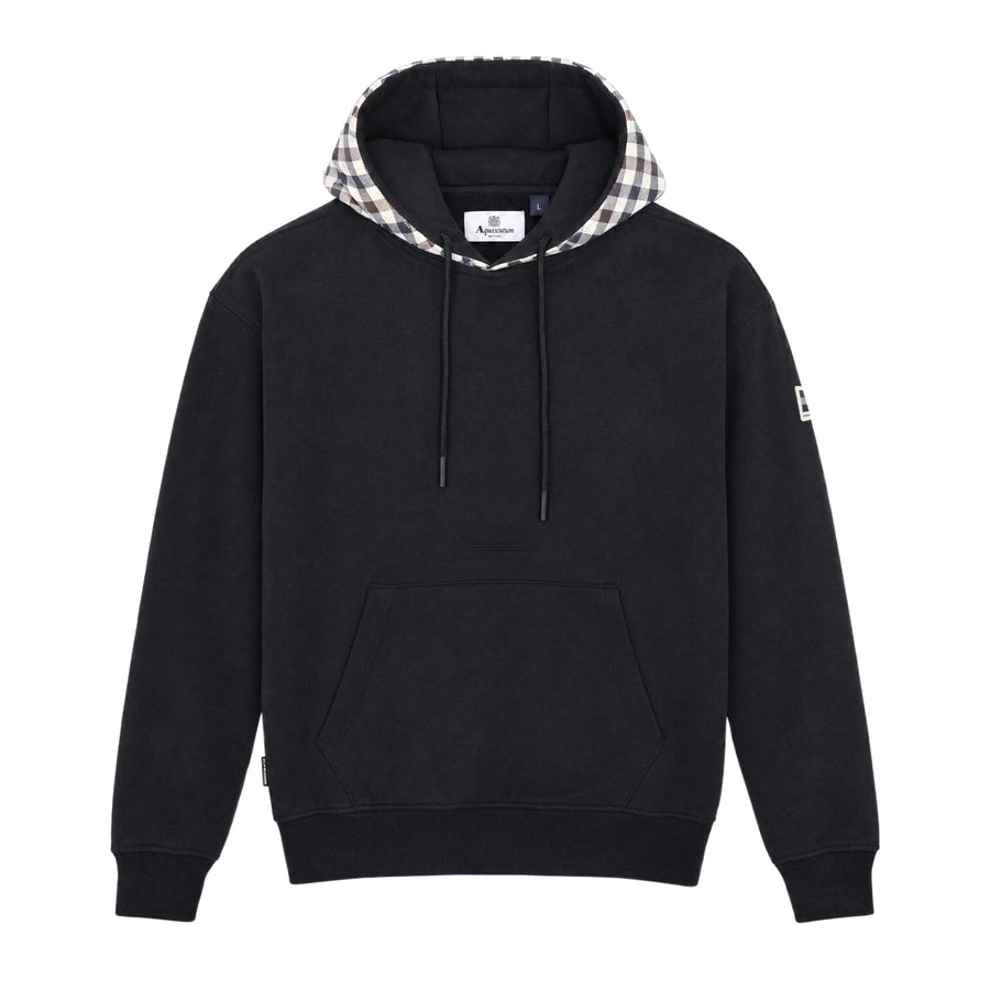 Aquascutum Active Club Check Fleece Black Hoodie