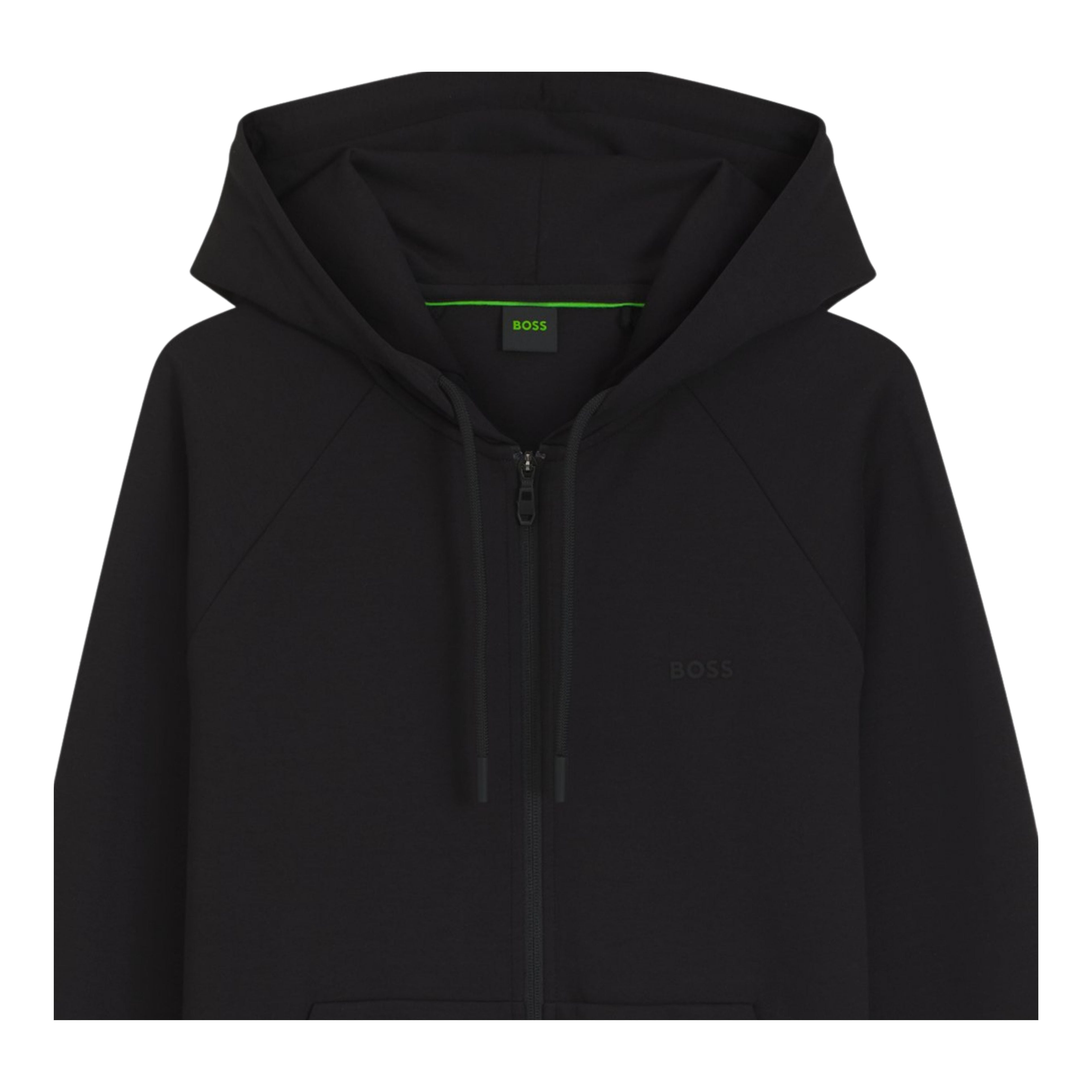 BOSS Saggy Black Stretch Cotton Zip Hoodie