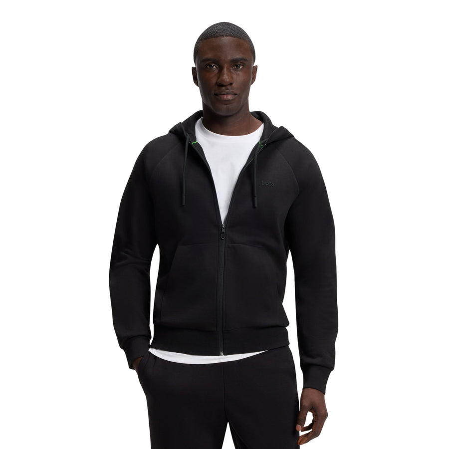BOSS Saggy Black Stretch Cotton Zip Hoodie