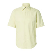 BOSS Regular Fit Embroidered Logo Oxford Cotton Light Yellow Shirt