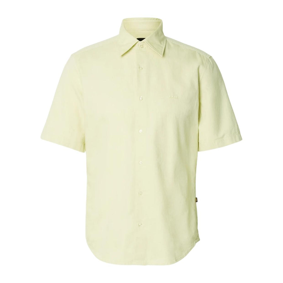 BOSS Regular Fit Embroidered Logo Oxford Cotton Light Yellow Shirt