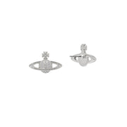 Vivienne Westwood Platinum Crystal Mini Bas Relief Earrings