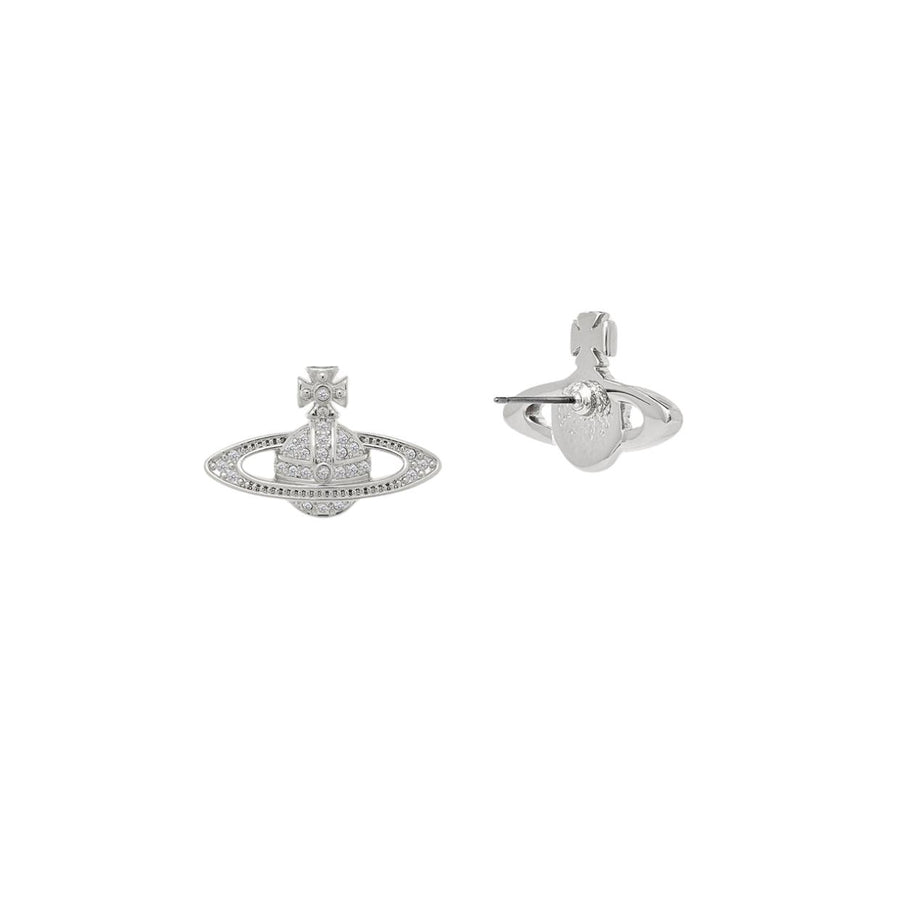 Vivienne Westwood Platinum Crystal Mini Bas Relief Earrings