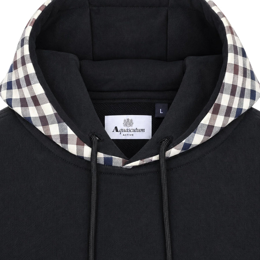 Aquascutum Active Club Check Fleece Black Hoodie