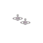 Vivienne Westwood Platinum Violet Crystal Mini Bas Relief Earrings
