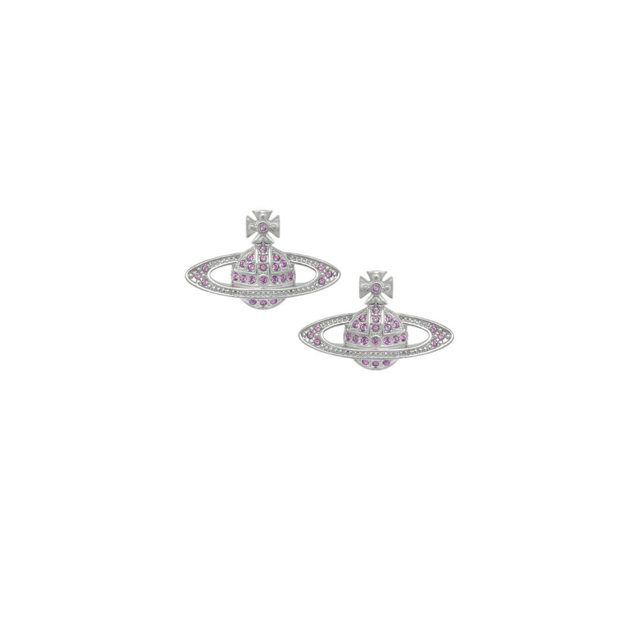 Vivienne Westwood Platinum Violet Crystal Mini Bas Relief Earrings