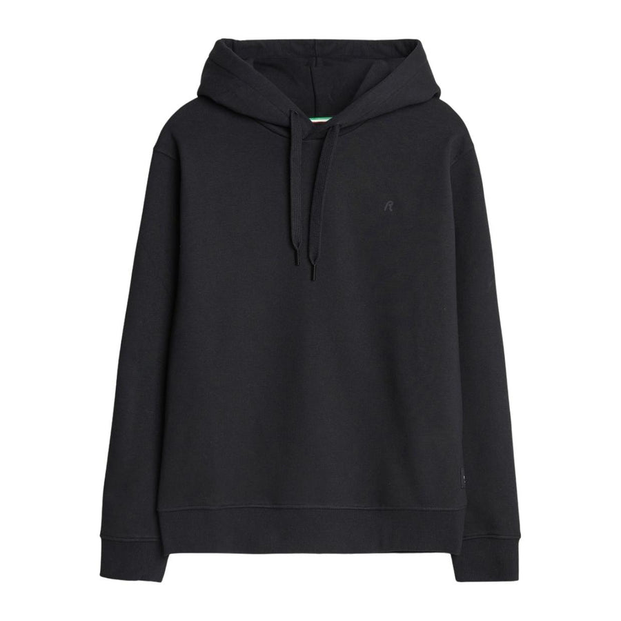 Replay Printed Iconic Logo Black Cotton Blend Hoodie