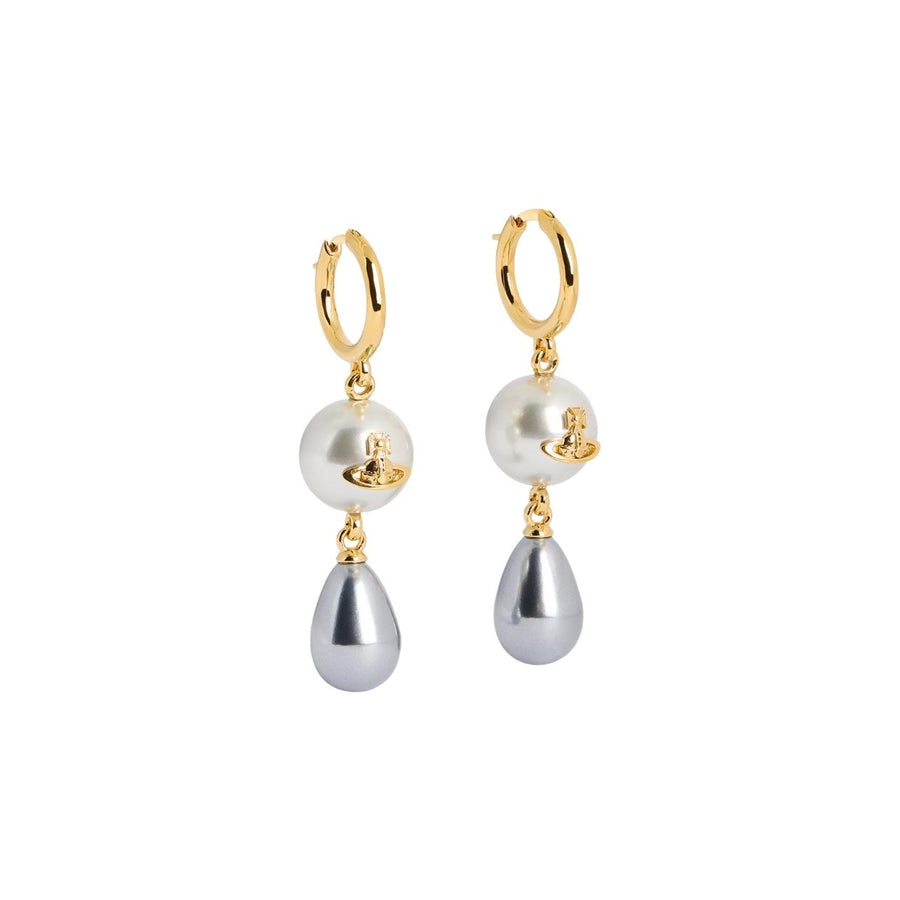 Vivienne Westwood Gold Grey Pearl Martha Earrings