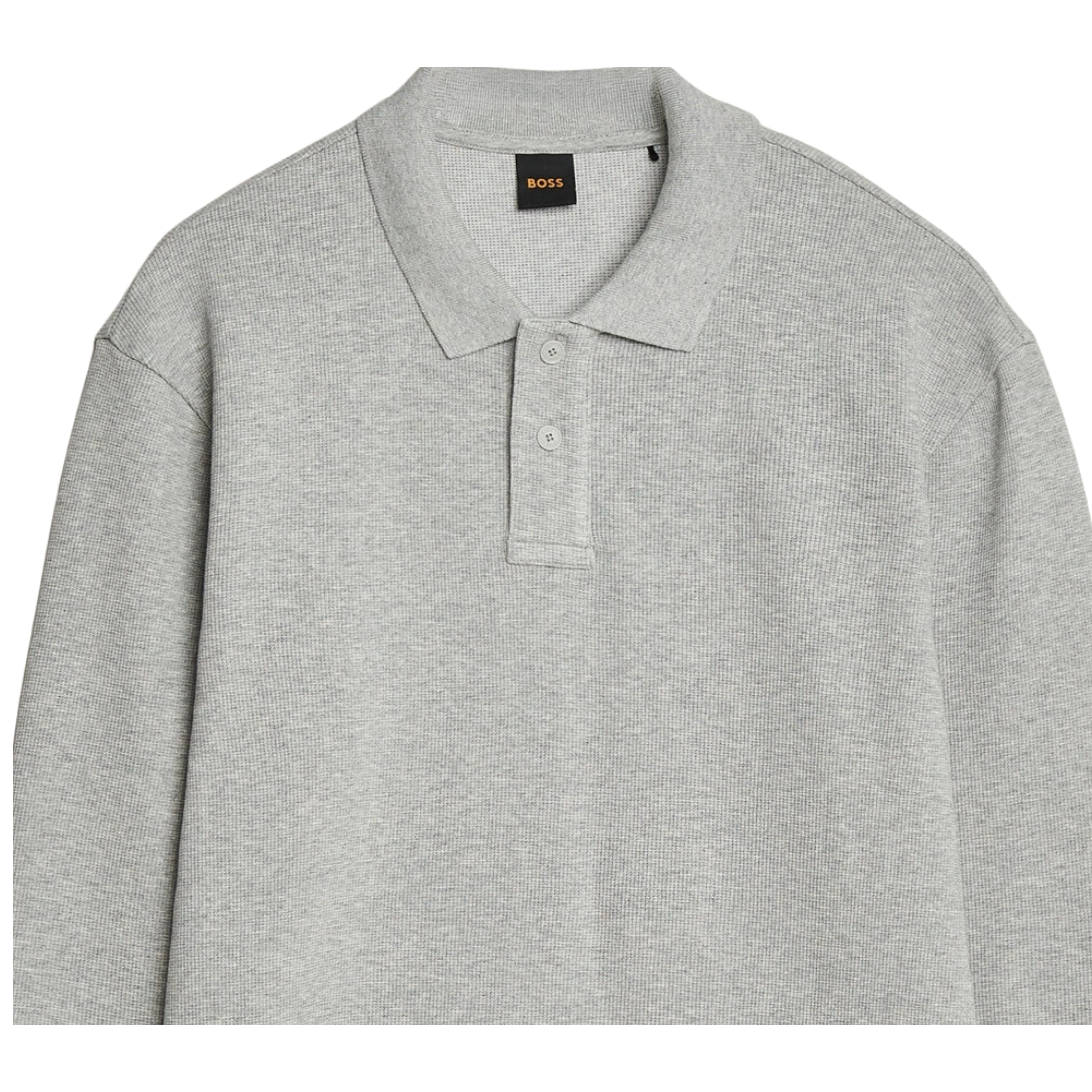 BOSS Petempestolong 1 Grey Sweat Polo Shirt