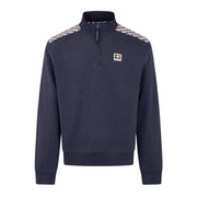 Aquascutum Active Club Check Shoulder Half Zip Navy Fleece Sweatshirt