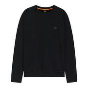 BOSS Logo Patch Cotton-Terry Black Sweatshirt
