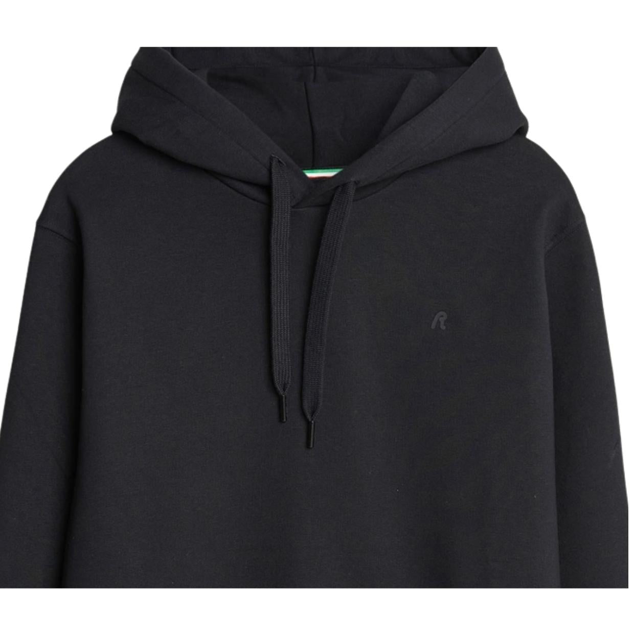 Replay Printed Iconic Logo Black Cotton Blend Hoodie