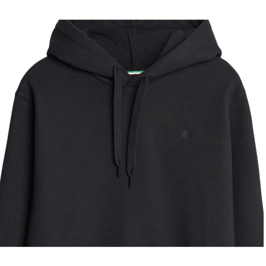 Replay Printed Iconic Logo Black Cotton Blend Hoodie