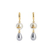 Vivienne Westwood Gold Grey Pearl Martha Earrings