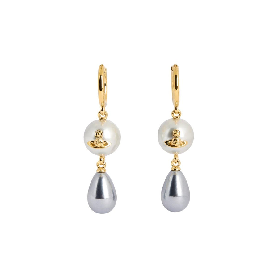 Vivienne Westwood Gold Grey Pearl Martha Earrings