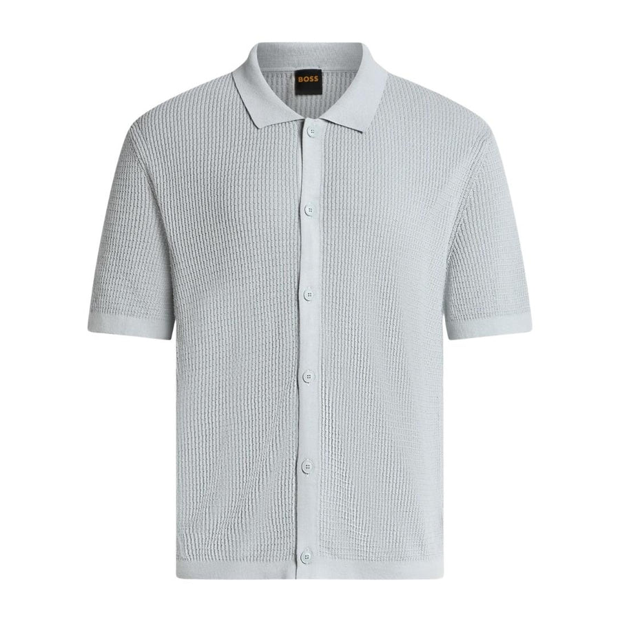BOSS Akepalo Open Grey Knitted Polo Shirt