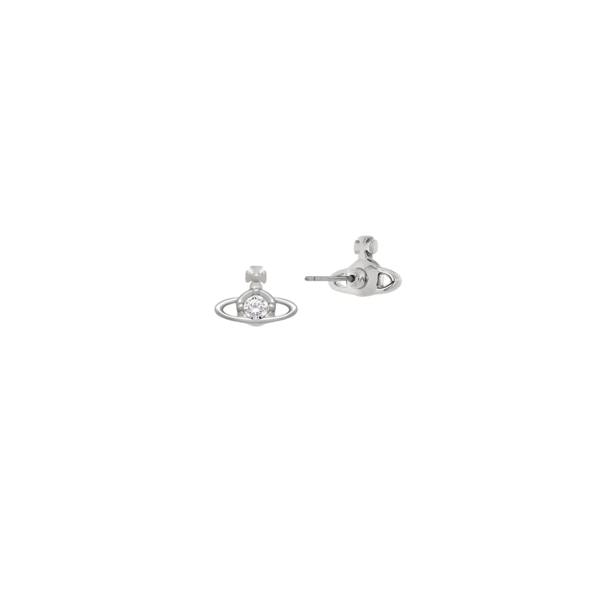 Vivienne Westwood Platinum Crystal Nano Solitaire Earrings