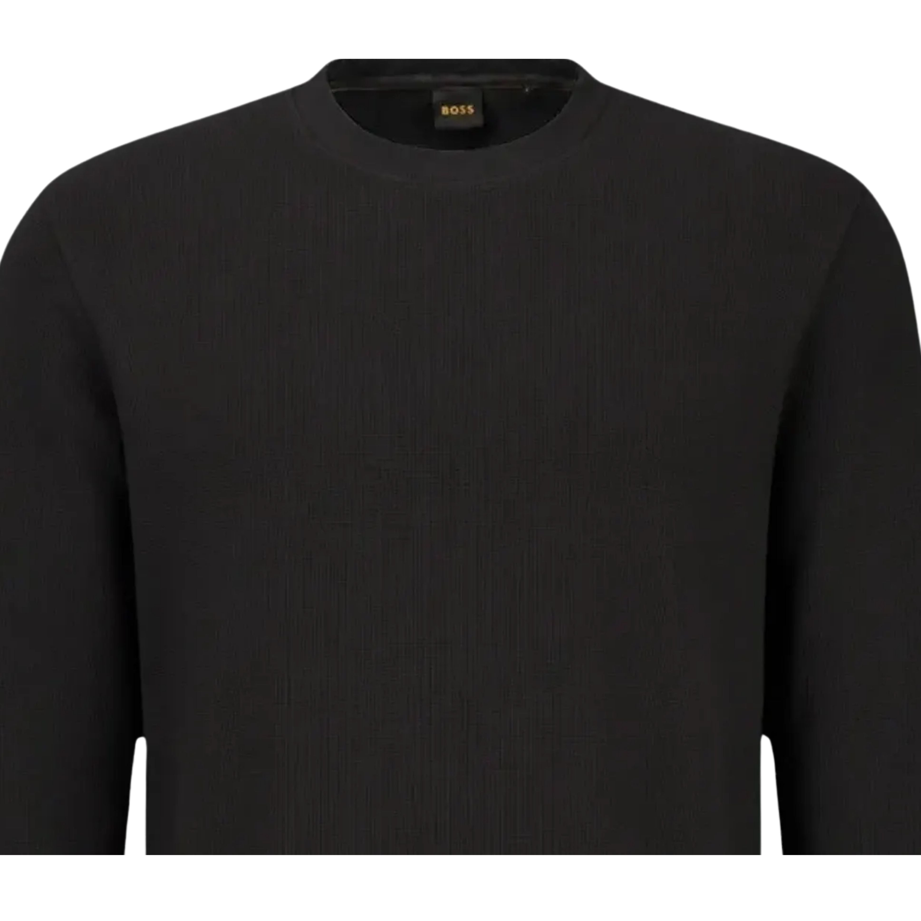 BOSS Tempest Regular Fit Long Sleeve Black Sweat T-Shirt