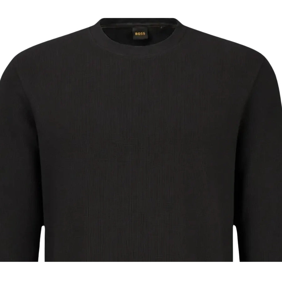 BOSS Tempest Regular Fit Long Sleeve Black Sweat T-Shirt