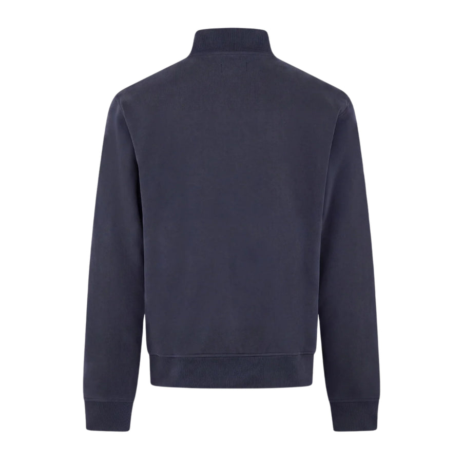 Aquascutum Active Club Check Shoulder Half Zip Navy Fleece Sweatshirt