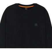 BOSS Logo Patch Cotton-Terry Black Sweatshirt