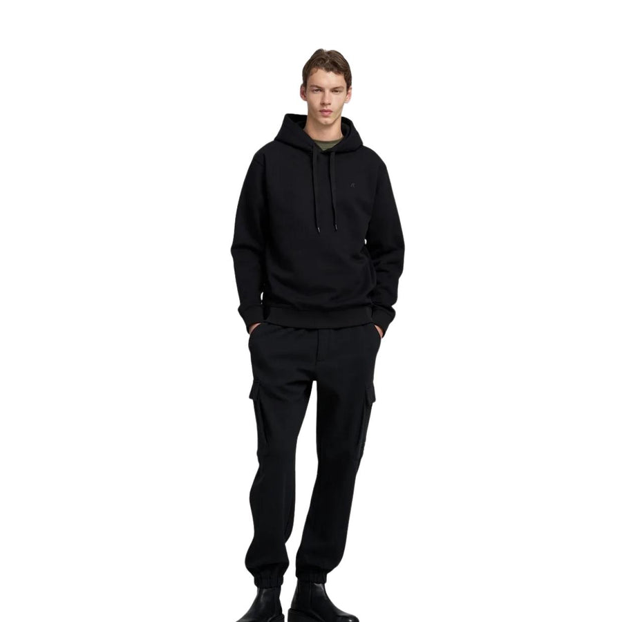 Replay Printed Iconic Logo Black Cotton Blend Hoodie