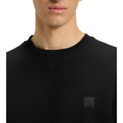 BOSS Logo Patch Cotton-Terry Black Sweatshirt