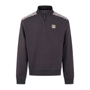 Aquascutum Active Club Check Shoulder Half Zip Black Fleece Sweatshirt