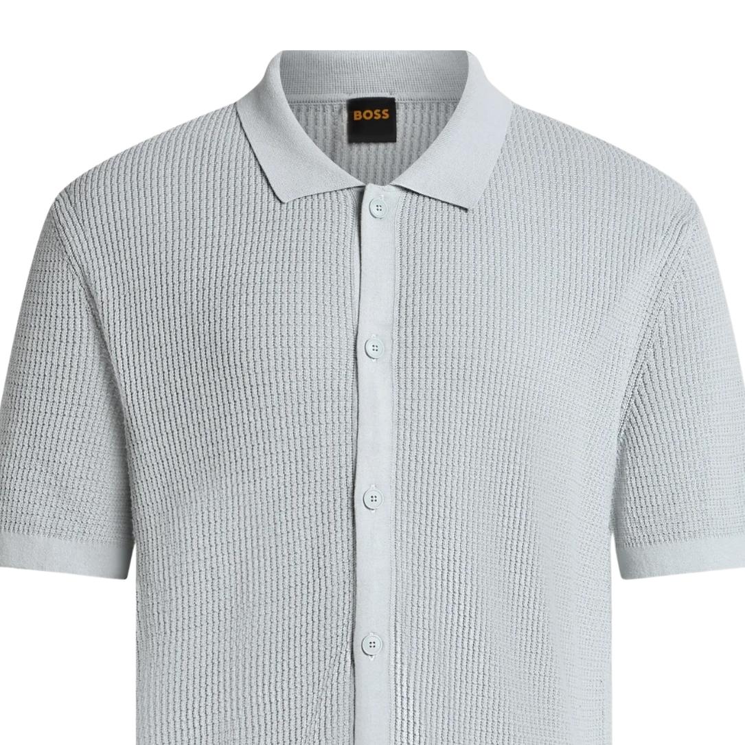 BOSS Akepalo Open Grey Knitted Polo Shirt