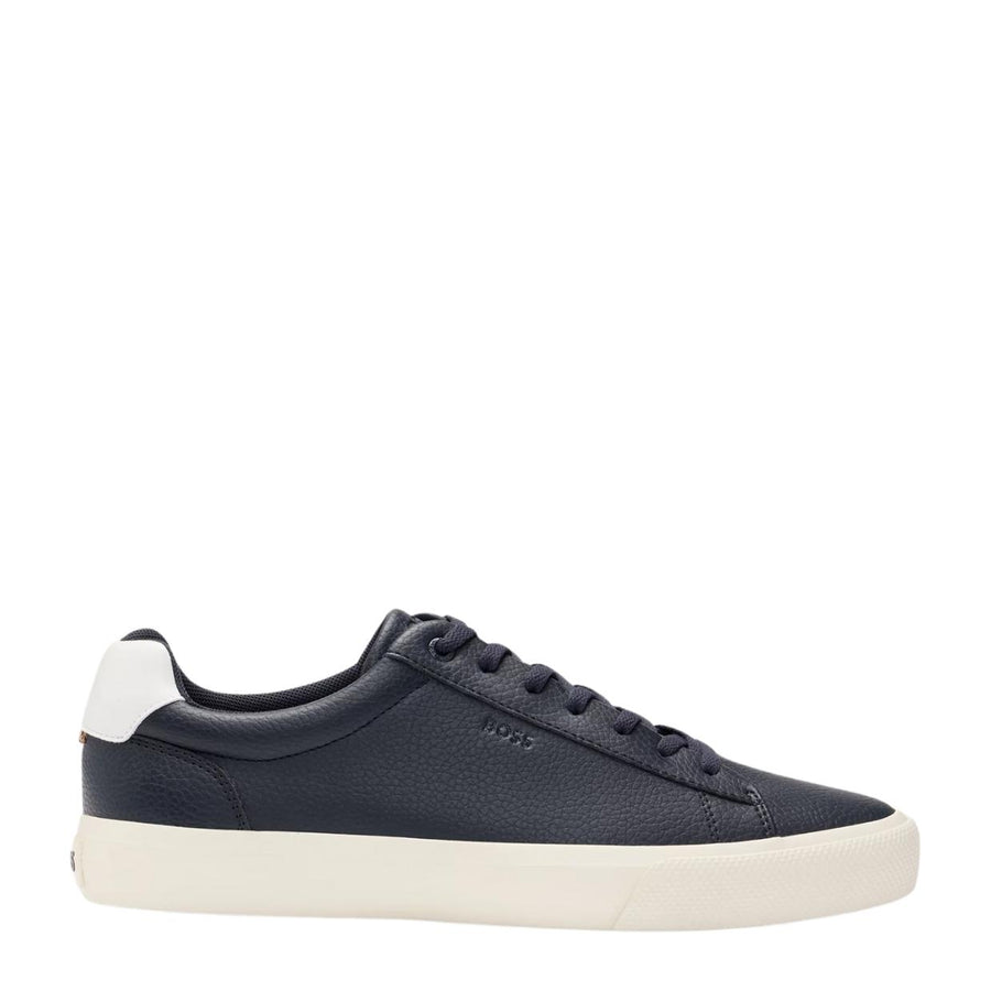 BOSS Aiden Faux Leather Navy Trainers