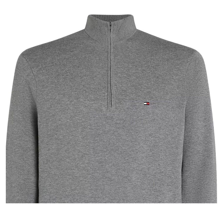 Tommy Hilfiger Rib-Knit Half Zip Medium Grey Heather Sweatshirt