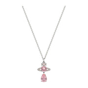 Vivienne Westwood Platinum Milky Pink Ismene Drop Pendant