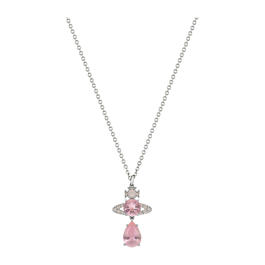 Vivienne Westwood Platinum Milky Pink Ismene Drop Pendant